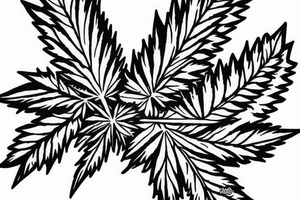 beautiful five leaf marijuana tattoo idea