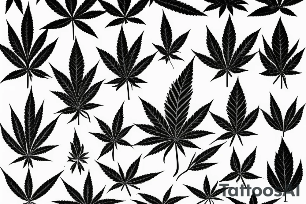 beautiful five leaf marijuana tattoo idea
