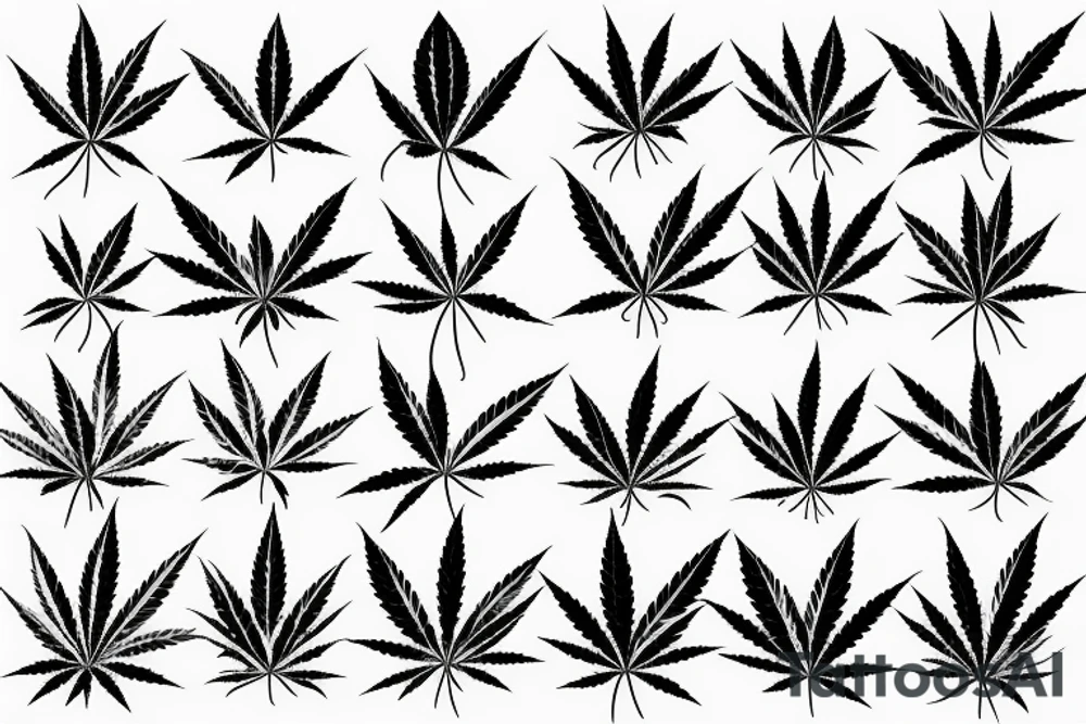 beautiful five leaf marijuana tattoo idea