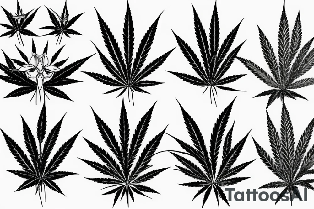 beautiful five leaf marijuana tattoo idea