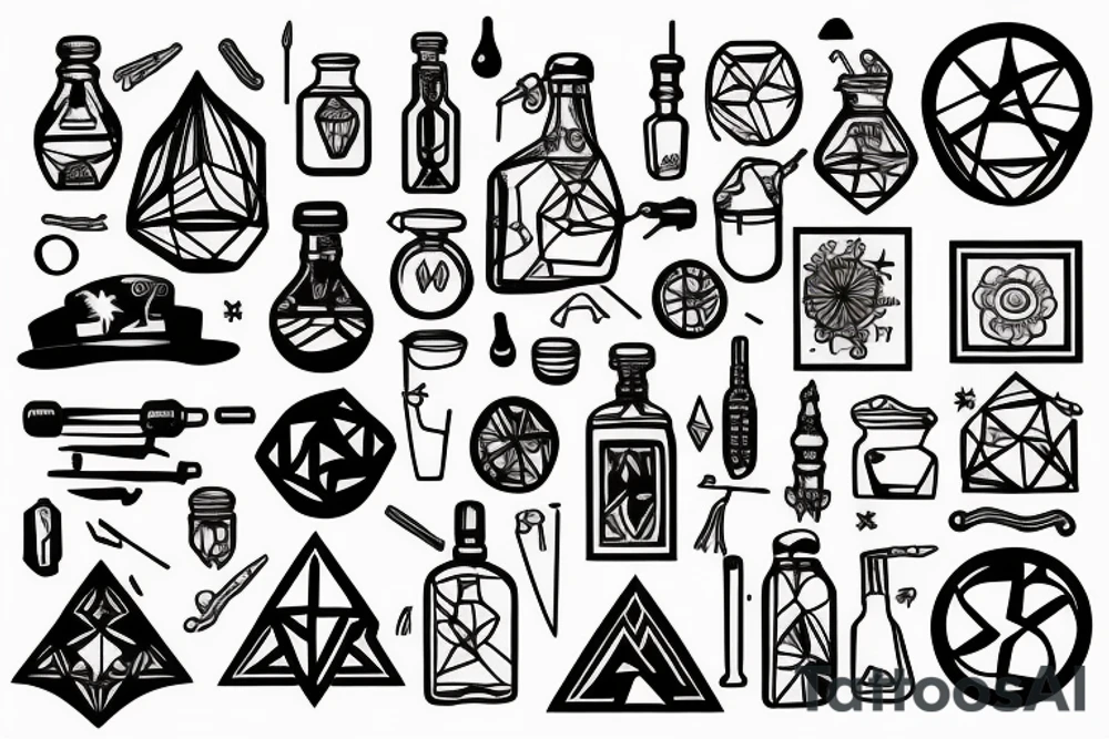 an old world alchemist distilling tattoo idea
