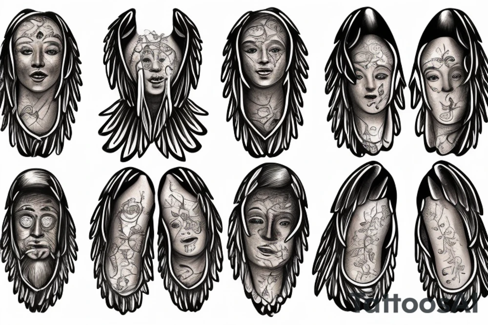 they had a human likeness, but each had four faces, and each of them had four wings. Their legs were straight, and the soles of their feet were like the sole of a calf's foot. And they sparkled like burnished bronze. tattoo idea