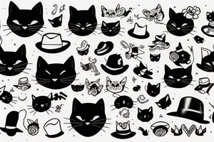a black cat with a funny hat tattoo idea