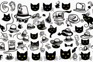 a black cat with a funny hat tattoo idea