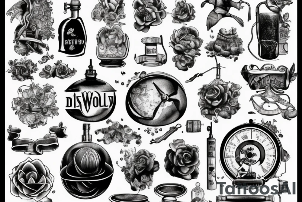 Old world Distillation artwork and symbols tattoo idea Old world Distillation artwork and symbols tattoo idea