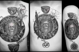 Old world Distillation artwork and symbols tattoo idea