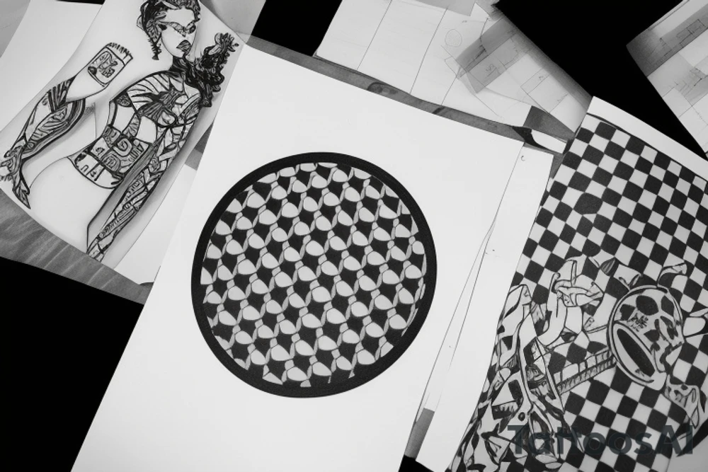 F1 theme with checkered flag tattoo idea