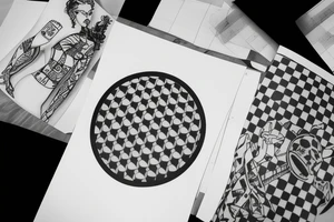 F1 theme with checkered flag tattoo idea