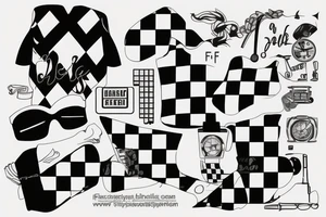 F1 theme with checkered flag tattoo idea