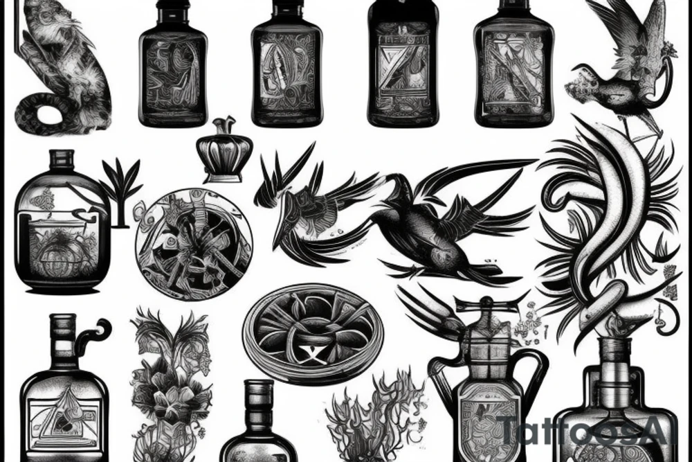 Ancient Distillation artwork and symbols tattoo idea Ancient Distillation artwork and symbols tattoo idea