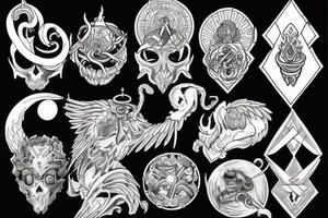 Ancient transmutation artwork and symbols tattoo idea