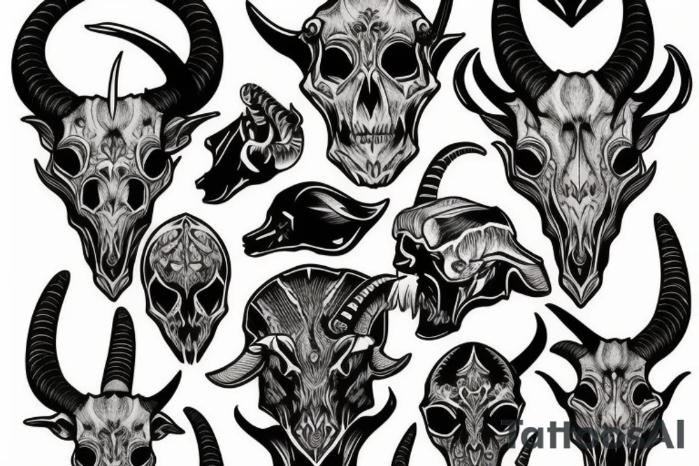 Evil looking goat skull tattoo idea