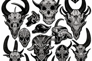 Evil looking goat skull tattoo idea