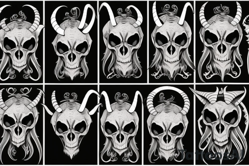 Satanic looking goat skull tattoo idea