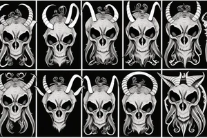 Satanic looking goat skull tattoo idea