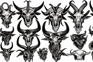 Satanic looking goat skull tattoo idea