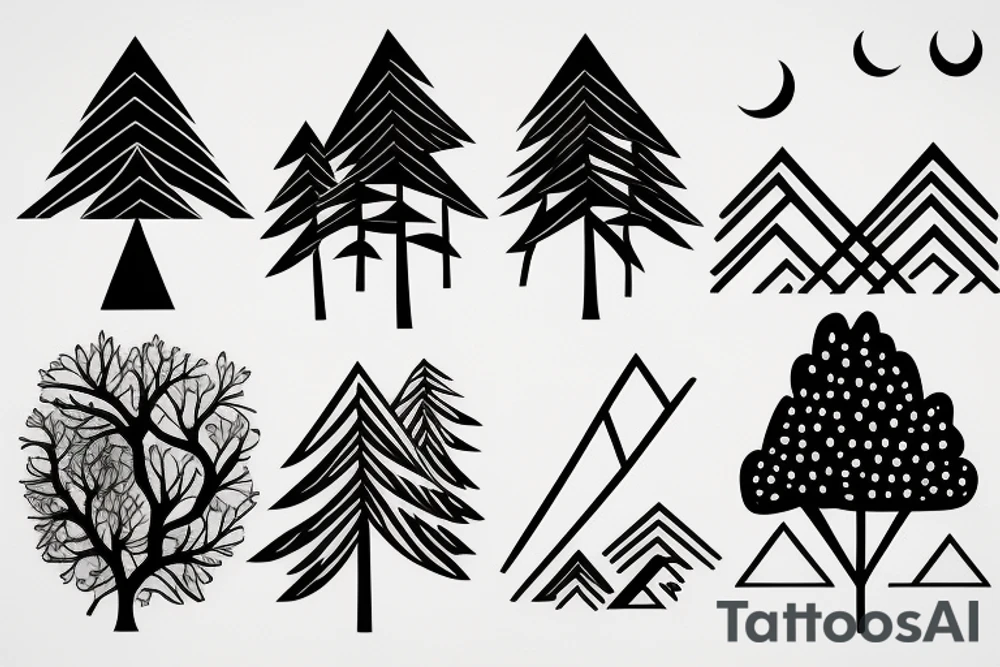 Mountain with trees tattoo idea