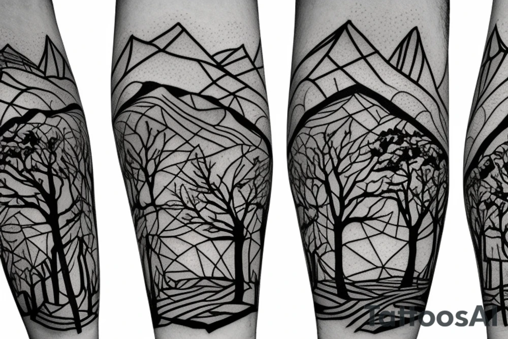 Mountain with trees tattoo idea
