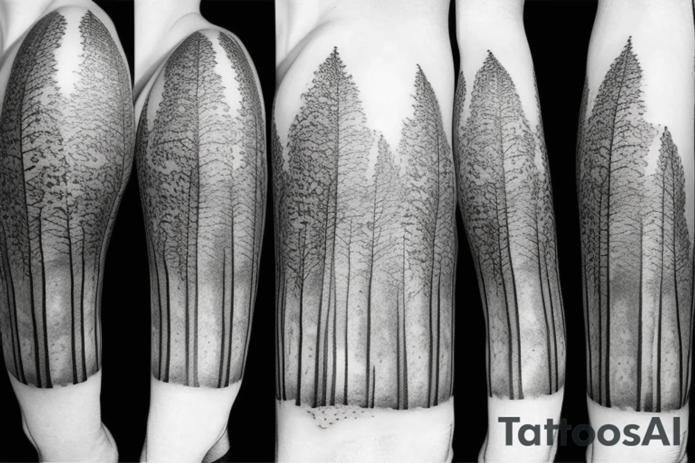 Mountain with trees tattoo idea