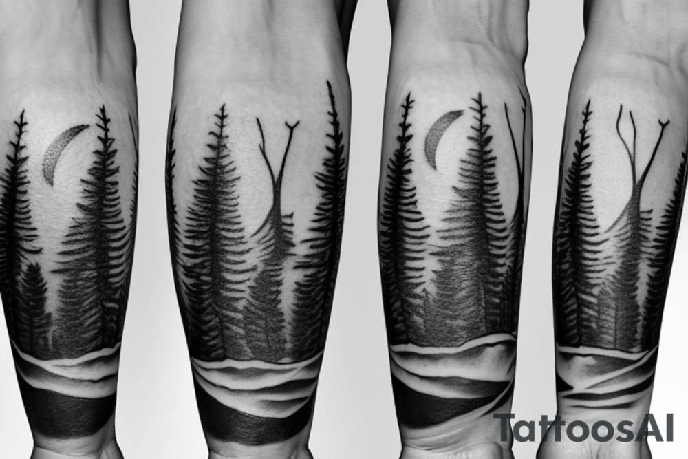 Mountain with trees tattoo idea