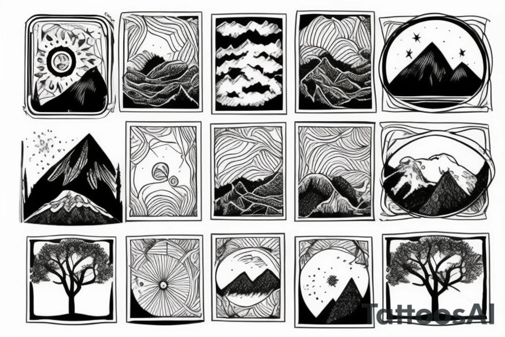 Mountain with trees tattoo idea