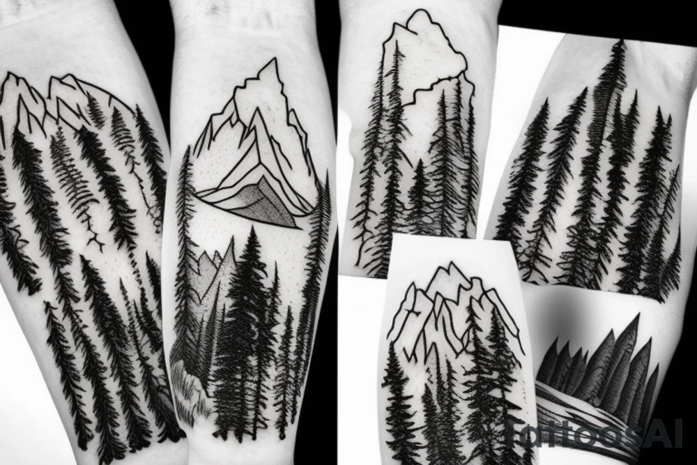 Mountain with trees tattoo idea