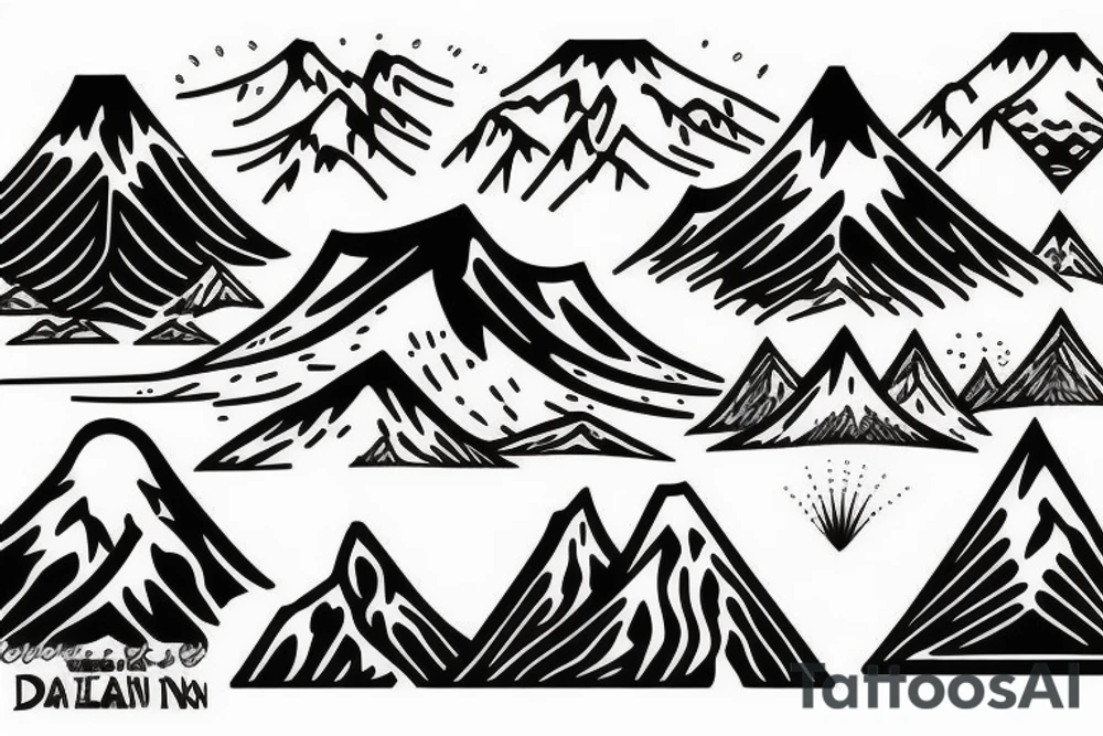 Mountain with trees tattoo idea