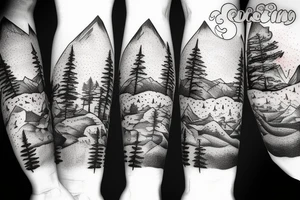 Mountain with trees tattoo idea