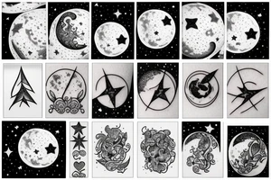 Moon with stars tattoo idea