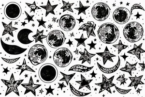 Moon with stars tattoo idea