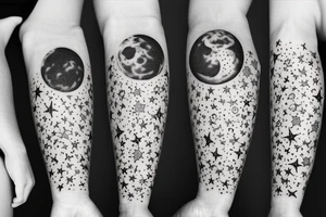Moon with stars tattoo idea