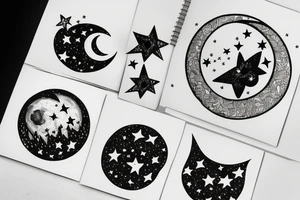 Moon with stars tattoo idea