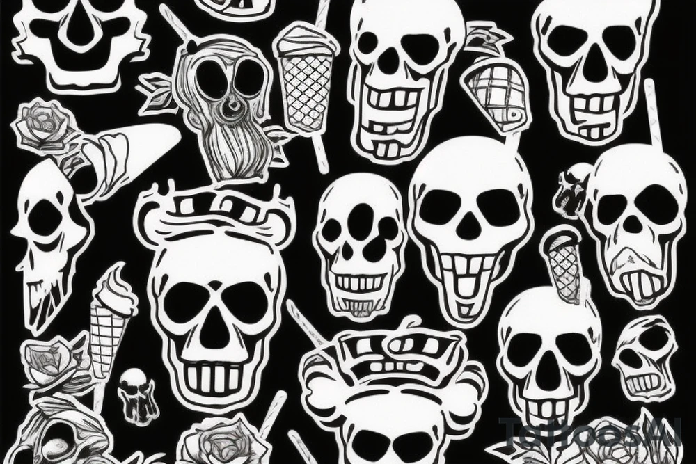 Skull ice cream cone tattoo idea