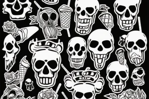 Skull ice cream cone tattoo idea