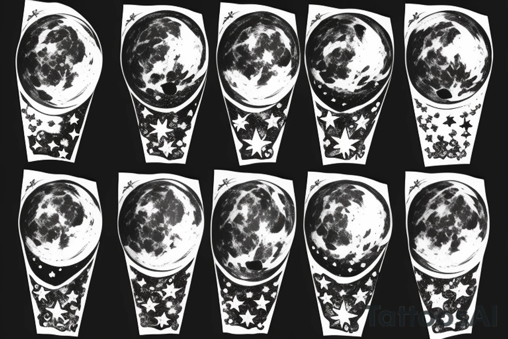 Moon with stars tattoo idea