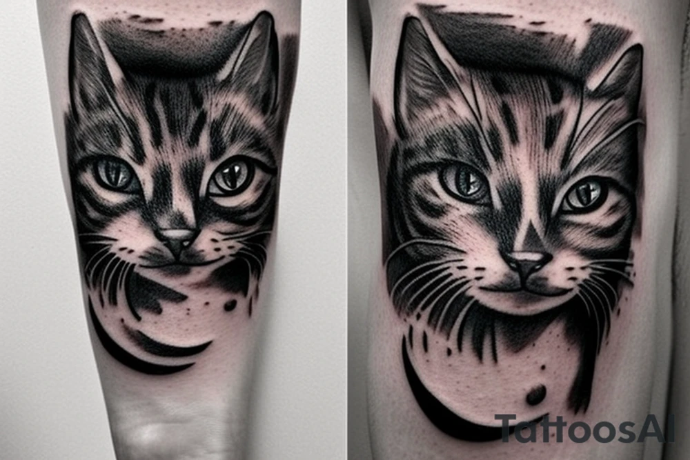 Cat head tattoo idea