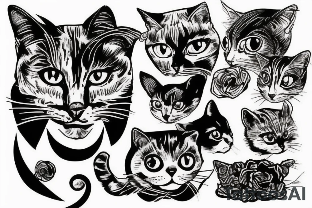 Cat head tattoo idea