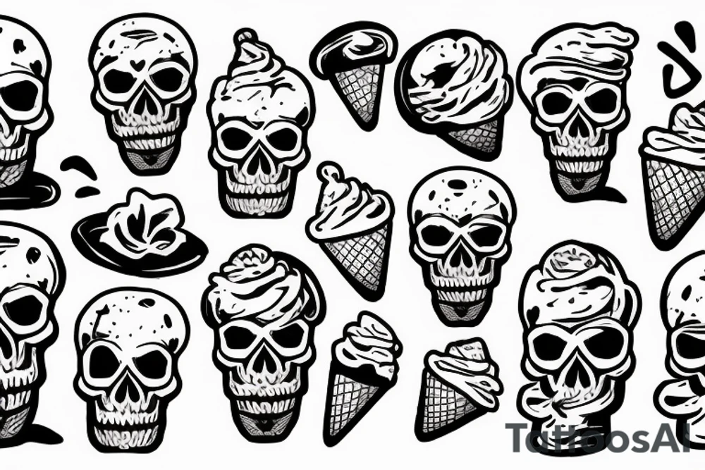 Skull ice cream cone tattoo idea