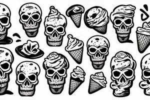 Skull ice cream cone tattoo idea