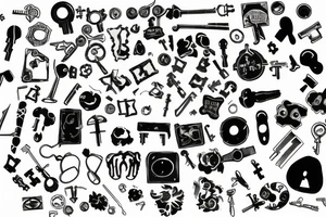 puzzle shapped pad lock, 3 keys, blood tattoo idea