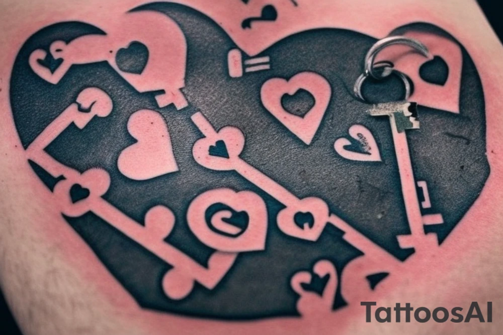 I want a tattoo that revolves around escape rooms.  Heart shaped pad lock, with three keys, add a little blood for effect tattoo idea