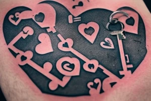 I want a tattoo that revolves around escape rooms.  Heart shaped pad lock, with three keys, add a little blood for effect tattoo idea