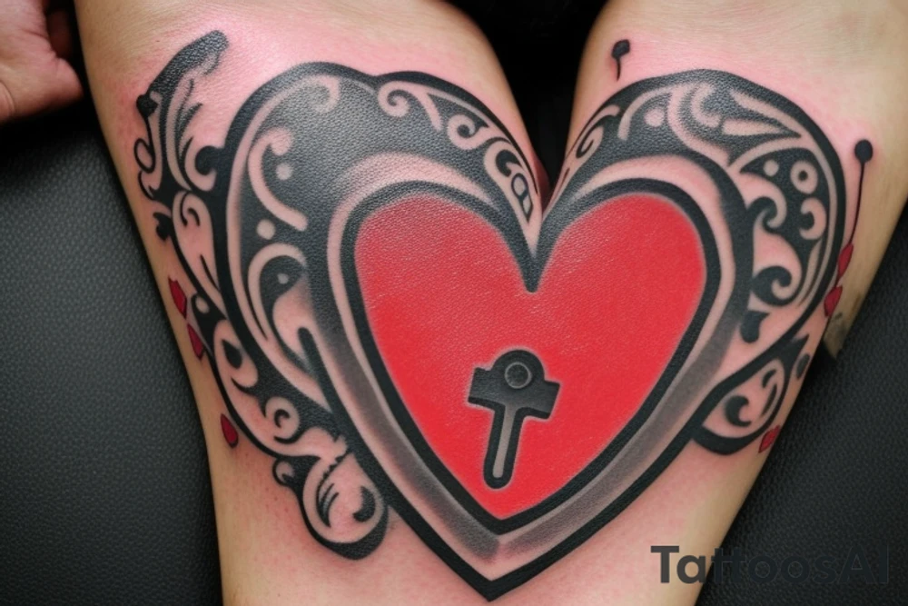 I want a tattoo that revolves around escape rooms.  Heart shaped pad lock, with three keys, add a little blood for effect tattoo idea