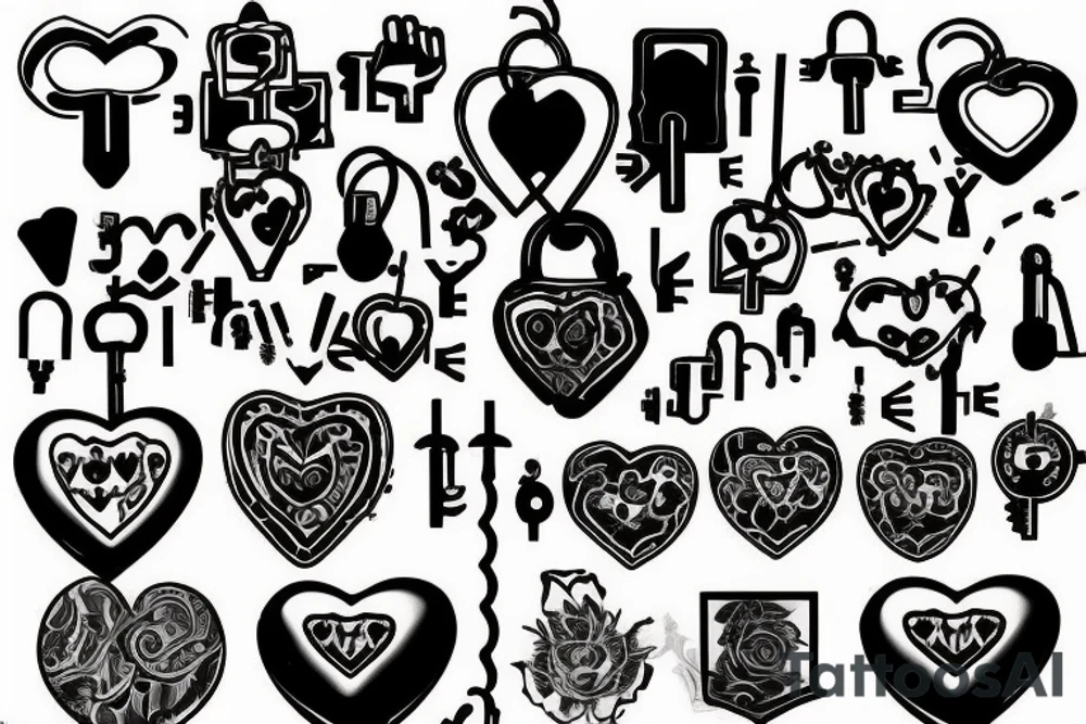I want a tattoo that revolves around escape rooms.  Heart shaped pad lock, with three keys, add a little blood for effect.  it needs to be small 3 x3 or 2 x 2 tattoo idea
