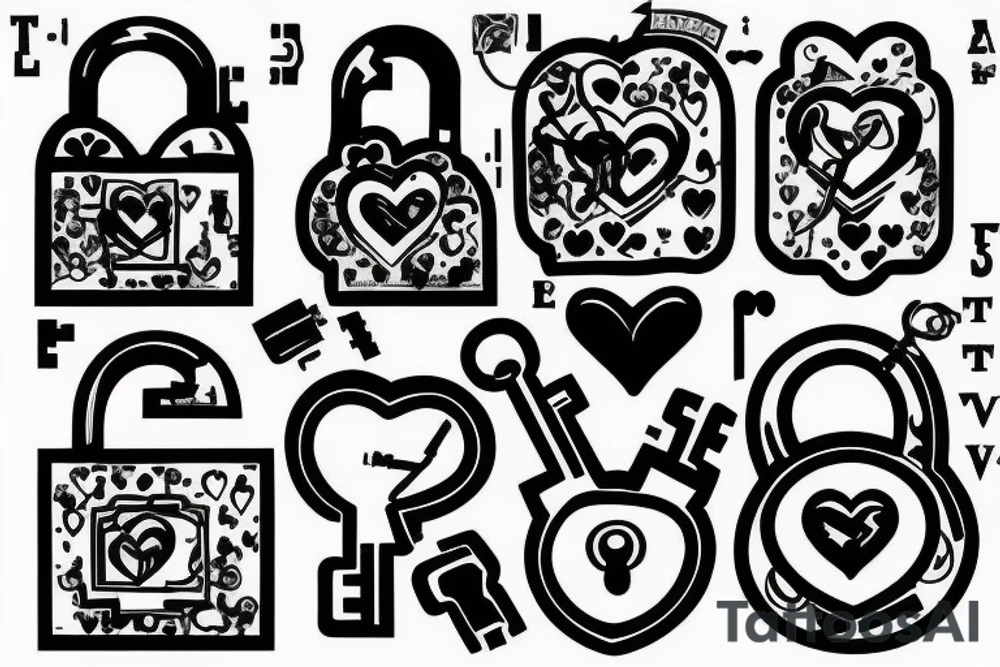 I want a tattoo that revolves around escape rooms.  Heart shaped pad lock, with three keys, add a little blood for effect.  it needs to be small 3 x3 or 2 x 2 tattoo idea