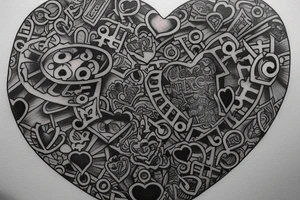 I want a tattoo that revolves around escape rooms.  Heart shaped pad lock, with three keys, add a little blood for effect.  it needs to be small 3 x3 or 2 x 2 tattoo idea