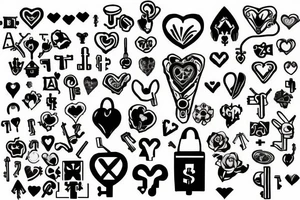 I want a tattoo that revolves around escape rooms.  Heart shaped pad lock, with three keys, add a little blood for effect.  it needs to be small 3 x3 or 2 x 2 simple tattoo idea