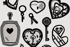 I want a tattoo that revolves around escape rooms.  Heart shaped pad lock, with three keys, add a little blood for effect.  it needs to be small 3 x3 or 2 x 2 simple tattoo idea