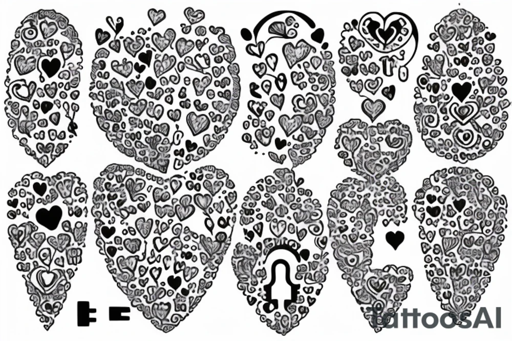 Heart shaped pad lock, with three keys, tattoo idea