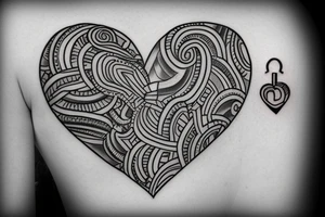 Heart shaped pad lock tattoo idea